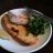 Pan fried fish with crusty white bread and broccolini